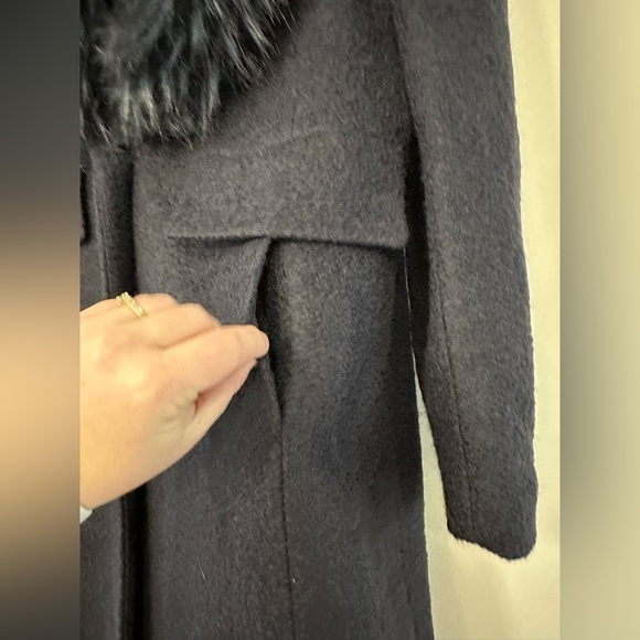 Novelti wool and faux fur trimmed luxurious long coat satin lined size 16 - Picture 7 of 14